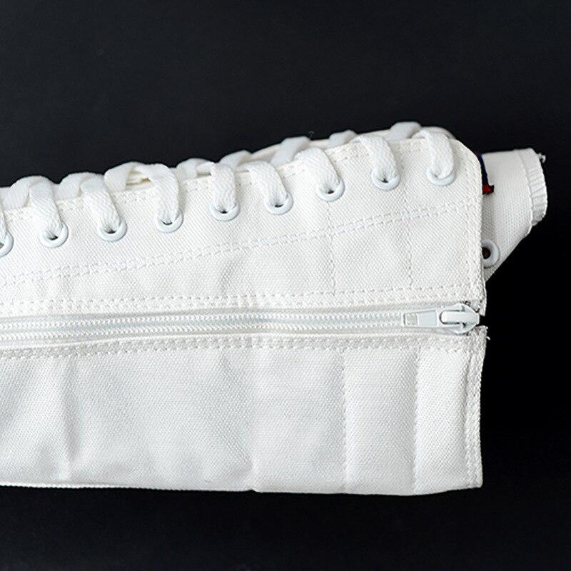 Herbst Frauen Schuhe Leinwand Casual High Top Schuhe Lange Stiefel Lace-Up Zipper Bequeme Flache Stiefel Turnschuhe