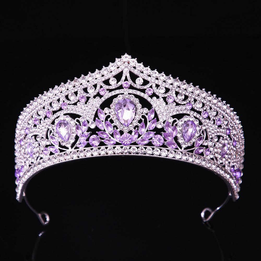 DIEZI Elegante Luxus Königin Prinzessin Rosa Kristall Diadem Für Frauen Mädchen Hochzeitsparty Barock Strass Krone Haar Schmuck
