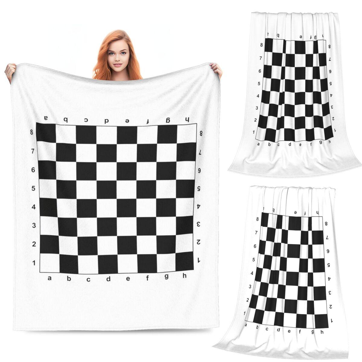 

Chess Board Black And White Grid Checkered Blanket Soft Warm Flannel Throw Blanket Bedding for Bed Living room Picnic Home Sofa 80x120cm