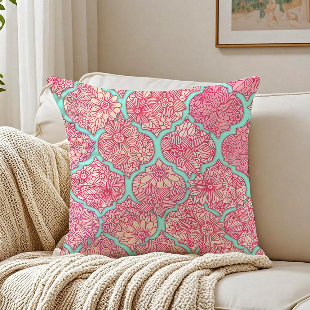 MMoroccan Pattern Cushion Cover Linen Pillowcase Soft  for Sofa Bed Home Room Decor 30x30cm