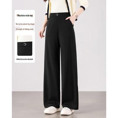 TERRE BLEUE Women's Loose High-Waist Wide-Leg Pants