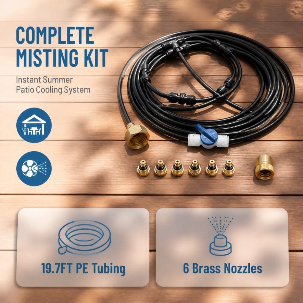 Black Misting Cooling System Plastic Water Mist Cooling System Durable Fan Misting Ring  For Garden