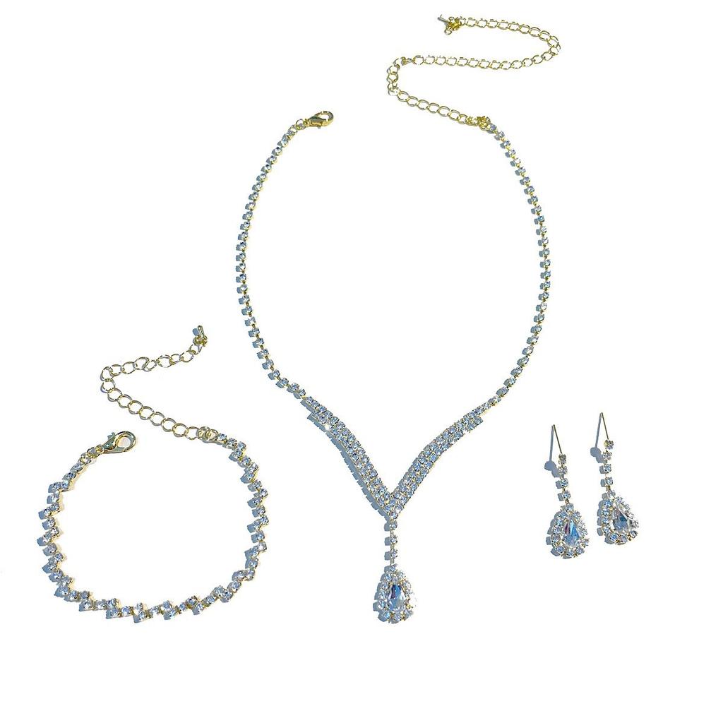 Set Necklace Earrings Two-Piece Set Elegant Ladies Chain Wedding Evening Dress Banquet Accessories