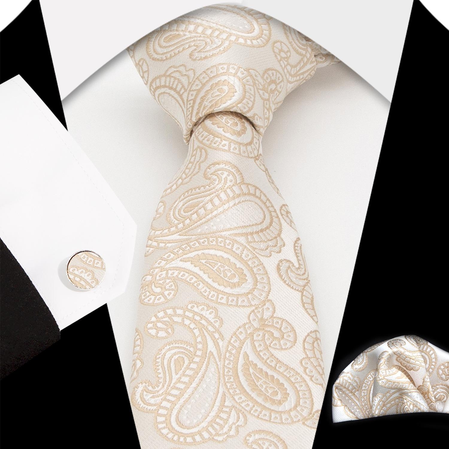 Paisley 100% Silk Elegant Tie For Men Necktie Pocket Square Cufflinks Set Men s Wedding Business Formal Accessory Gravatas