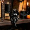 Donkere Opvallende Beeldje Gotische Fantasy Lezend Figuur, Mysterieuze Figuur met Kap Beeldhouwwerk, Hars Beeldhouwwerk Zittende Magere Hein Standbeeld voor Boekenkast,