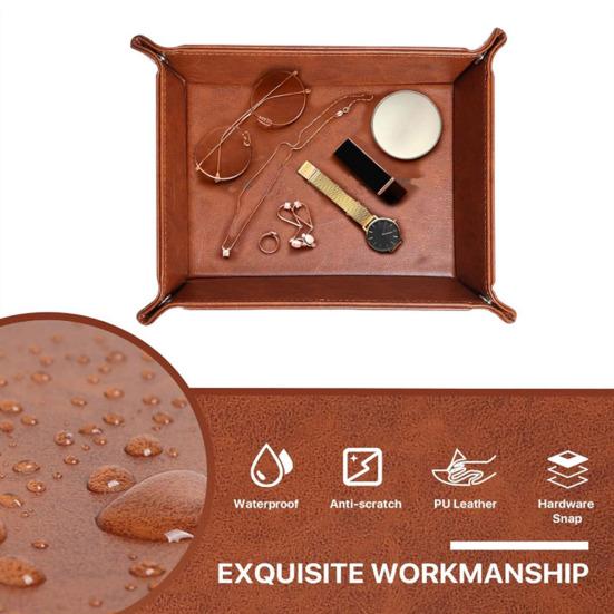 Taca do przechowywania z brelokiem Wodoodporna Gładka sztuczna skóra Klucze Piloty do telewizora