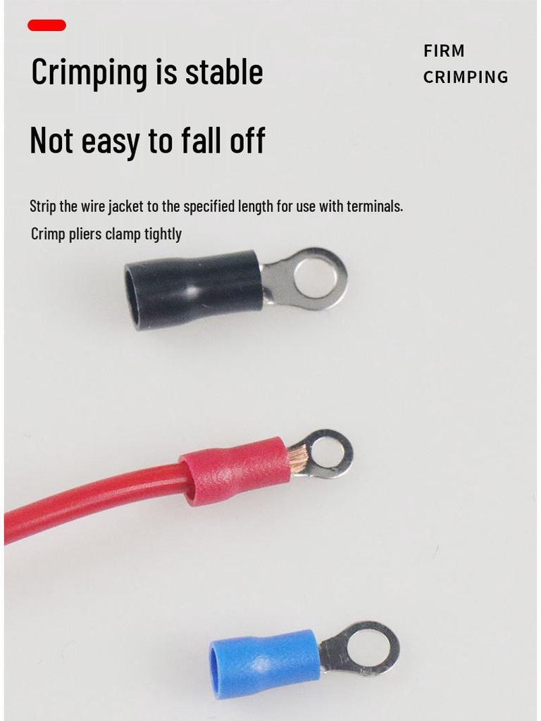 200-Piece Boxed Set of RV Cold-Press Terminal Crimp Lugs with Pre-Insulated Wire Ends