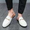 Fashion Mens Shoes Italian Men Half Slipper Leather Loafers Moccasins Outdoor Non-slip Black Casual Slides Summer Fashion Shoes Business