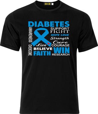 T-shirt in Cotone D.T.F a Colori Pieni per la Consapevolezza sul Diabete