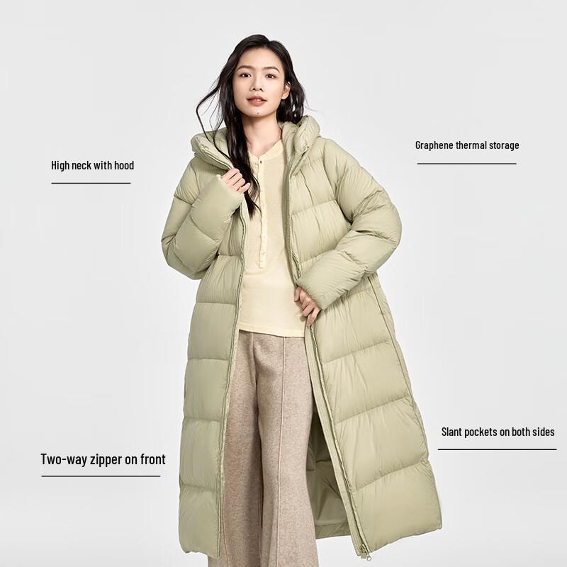 Qianrengang Women's Long Hooded Puffy Down Jacket
