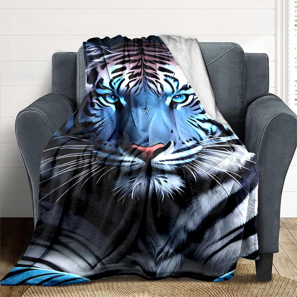 

1pc Tiger Print Blanket Lightweight Flannel Blanket Throw Blanket For Sofa, Bed, Travel, Camping, Livingroom, Office, Couch, Chair, And Bed yy25101511 100x150cm