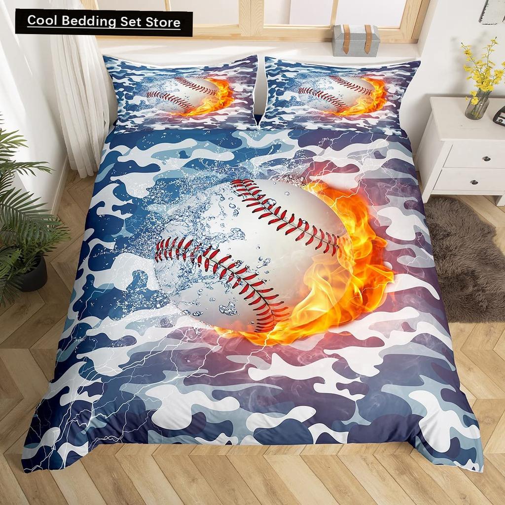 Comforter Baseball Game King Queen Ball Sports Theme Bedding Set Athlete Competitive Polyester Comforter
