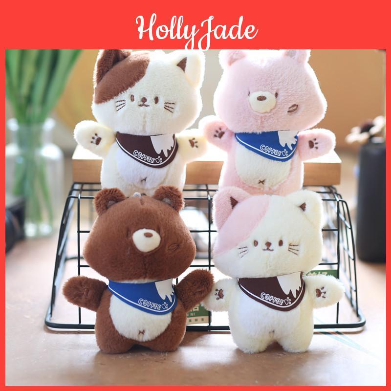 Cute Fluffy Bear Key Ring Stuffed Animal Toy Soft Plush Bag Pendant