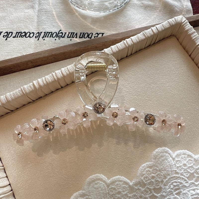 

Изысканная корейская заколка для волос с кристальным цветком, элегантная и модная, большого размера, заколка-акула для прически