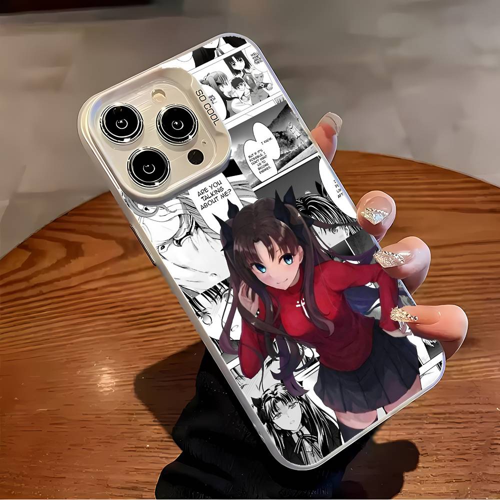Anime Rin Tohsaka Phone Case For IPhone 17 16 15 14 13 12 11 Plus Pro Max Multicolor Aurora Laser Shockproof Funda Cover