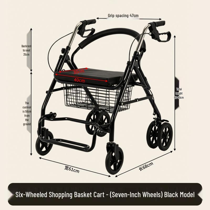 Rollator Walker with Seat & Basket for Elderly Mobility and Shopping