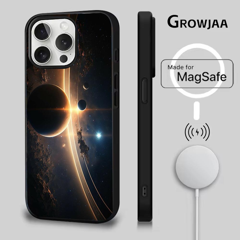 Saturn Solar System Phone Case For iPhone 16e,16,15,14,13,12,11,Plus,Pro,Max,Mini Magsafe Magnetic Wireless Charging
