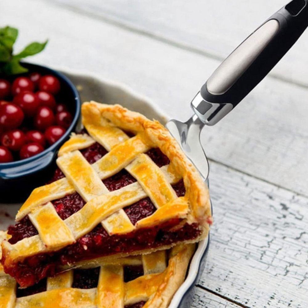 Kitchen Gadget Stainless Steel Triangular Cake Spatula Mirror Finish Plastic Handle Pizza Peel Household Cake Server Bakery