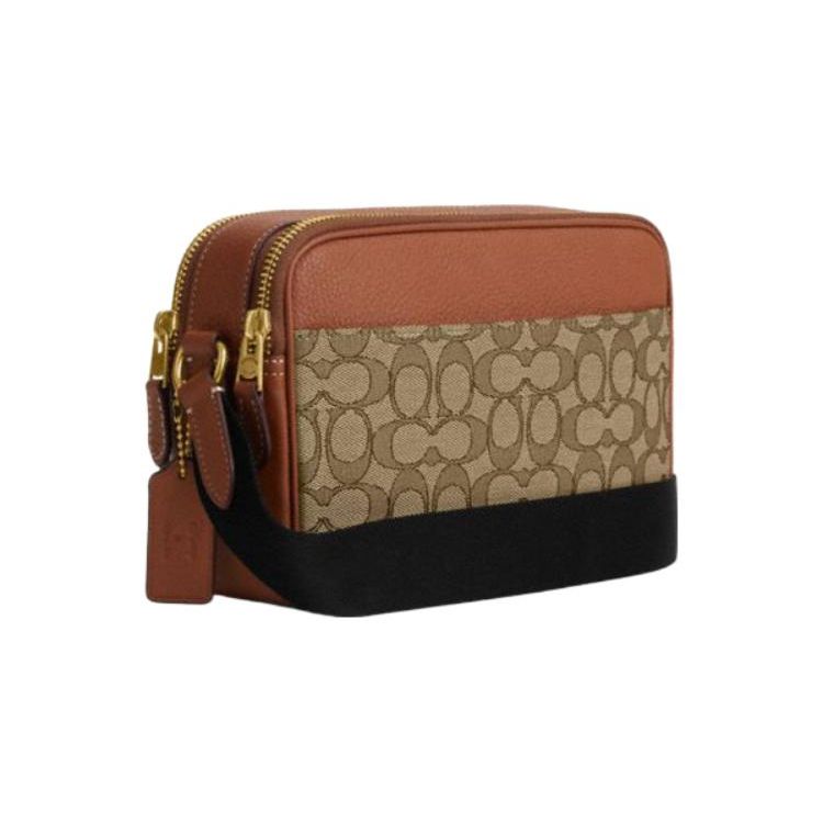 Coach X Disney Collaboration 22 Mickey Embroidered Color Block Multi-Slot Leather And Fabric Crossbody Bag Small Unisex Crossbody Bag CL960-B4KM