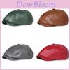 Artistic Pu Octagonal Hat For Women Mens Winter Spring Autumn Climate Stylish Headwear