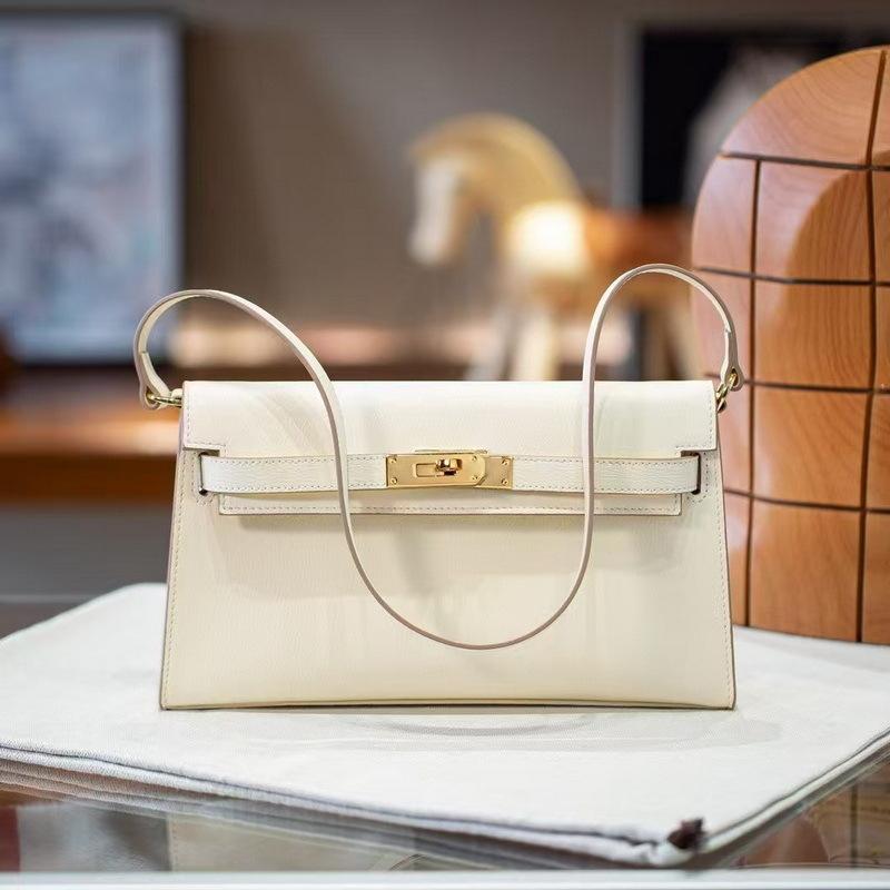 New Leather Women's Bag Goat Pattern Leather Vertical Open Pattern Erin One Shoulder Armpit Bag Long Clutch