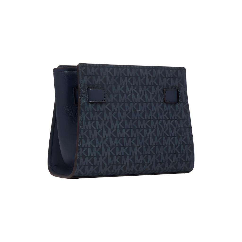 Michael Kors Mk Hamilton Silver Vintage Lock Crossbody Bag Medium Navy Blue Women Crossbody Bag 35R4SHMC1B407