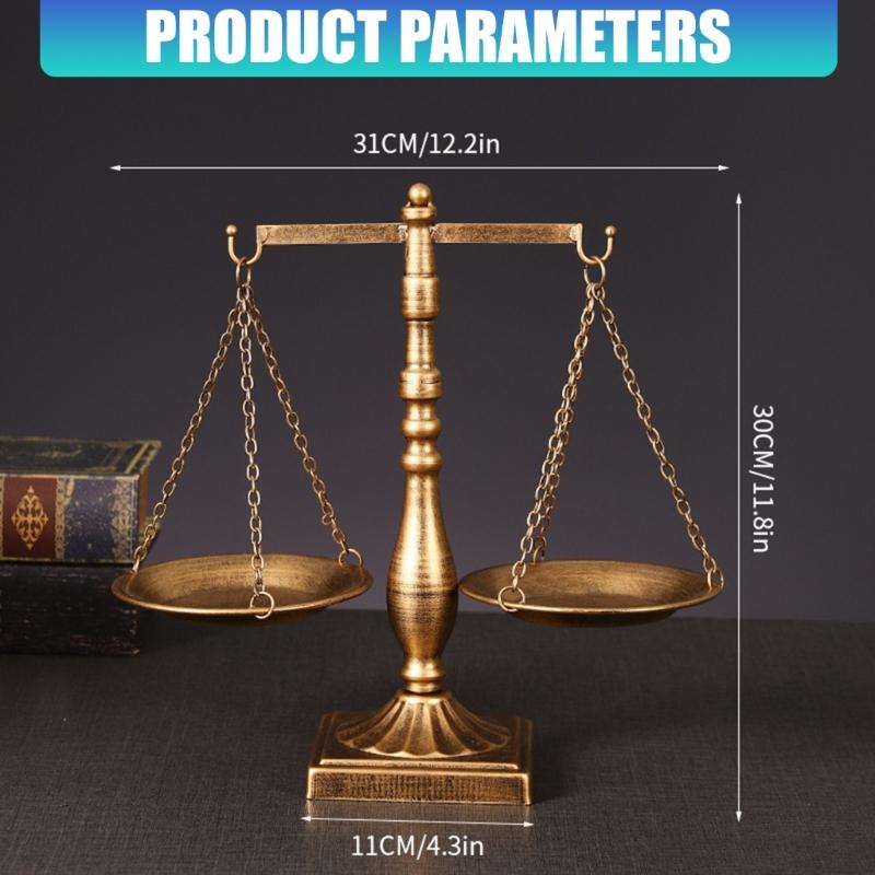 Libra Jewelry Tower Retro Balance Scale Sculpture Justice Scale for Law Students Attorneys Judges Lawyer Office Decors