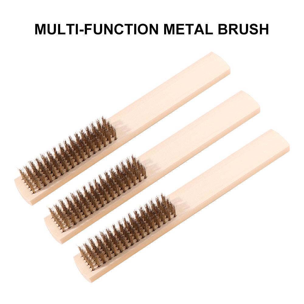 12pcs Wood Handle Wire Cleaning Brush Copper Wire Ergonomic Design Multi-Surface Cleaner Surface/Inner Paint Scrubbing