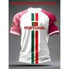 Dies ist das Print Herren Portugal Flagge Vertikaler Streifen PORTUGAL Buchstabe Trainings T-Shirt Kurzarm Trikot Geeignet für Sport