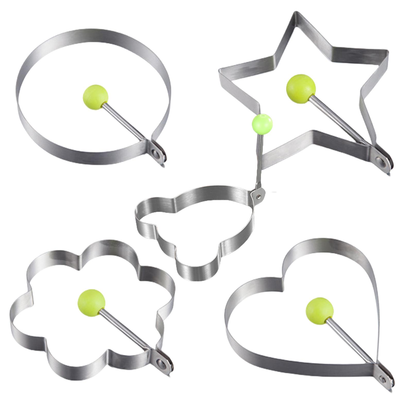 

Набор из 5 практичных форм для блинов и яиц из нержавеющей стали, сковороды для жарки яиц различных забавных форм для использования на кухне