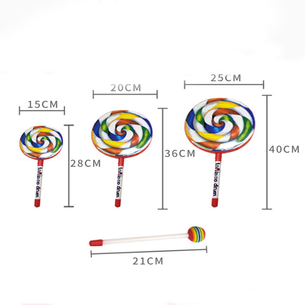 Roztomilý bubínek ve tvaru lízátka s paličkou v barvách duhy Hudební rytmické nástroje Děti Miminko Děti