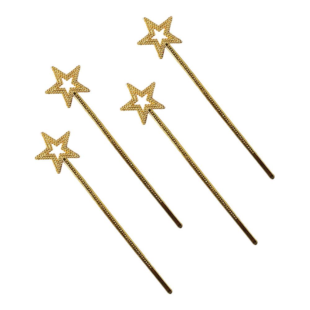 

4pcs Star Magic Wand - Cosplay Accessory for Princess Parties & Weddings Events Lightweight Prop for Birthday, Christmas Party золотистый