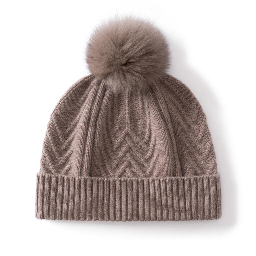 Cashmere hat Women's hairball hat Knitted cashmere hat Outdoor thermal ear protection hat Baotou hat Stacking hat Men