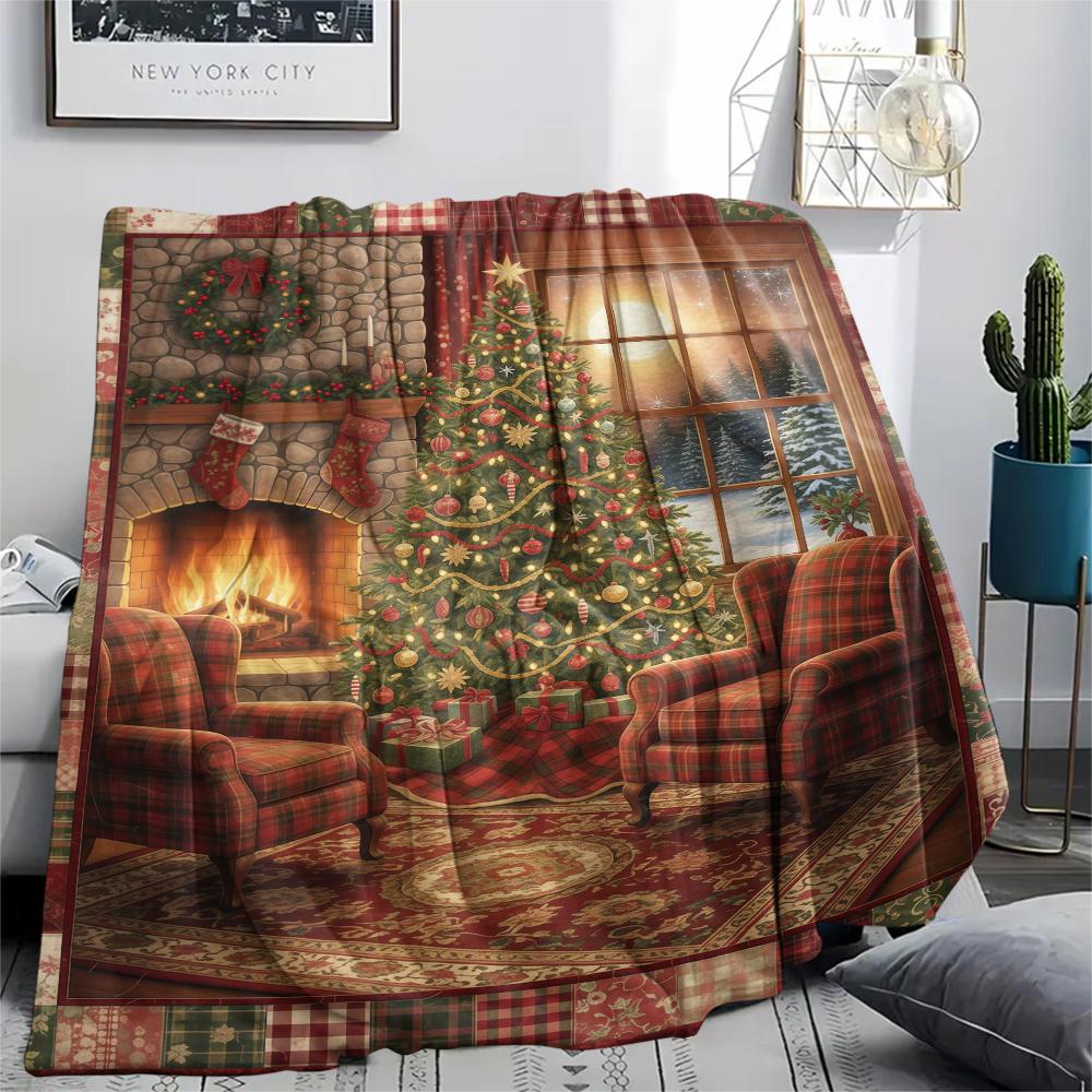 1 Adet Karikatür Baskılı Flanel Battaniye, Yüksek Kalite, Her Mevsim İçin Rahat, Ev Dekorasyonu, Sıcaklık ve Konfor, Noel Doğum Günü Hediyesi İçin Mükemmel