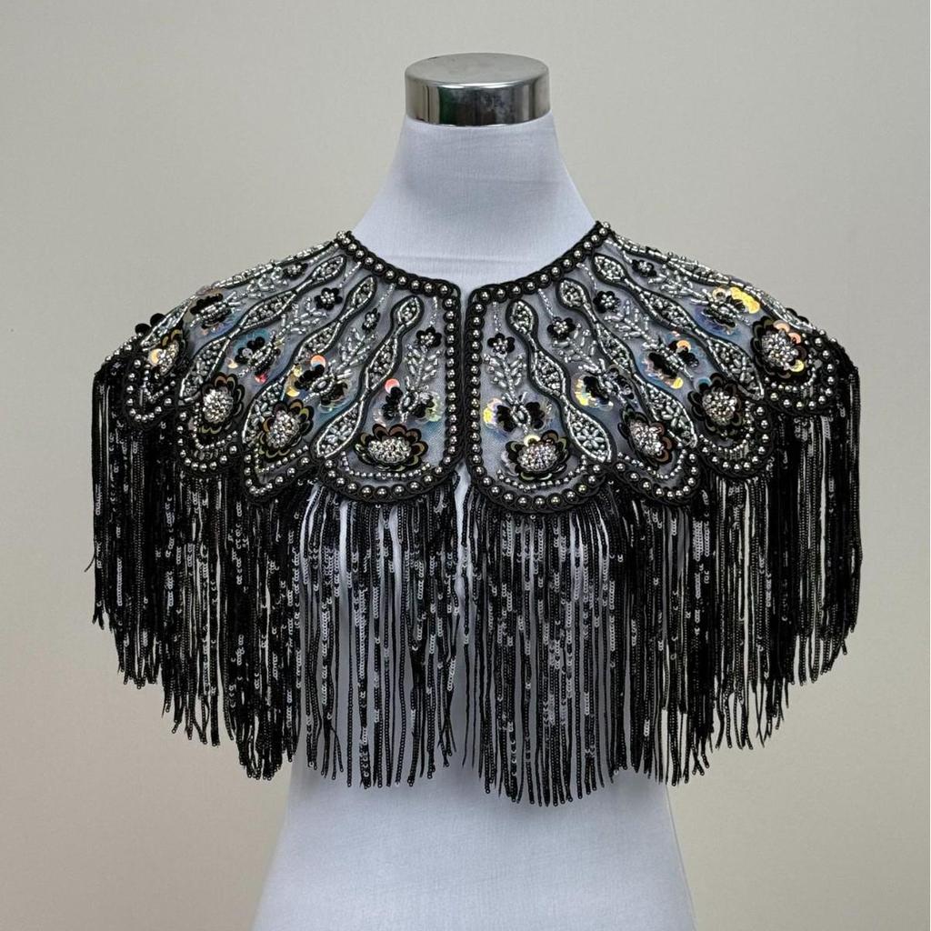 Sequined Tassel Shawl & Cloak: European & American Party Qipao Accessory