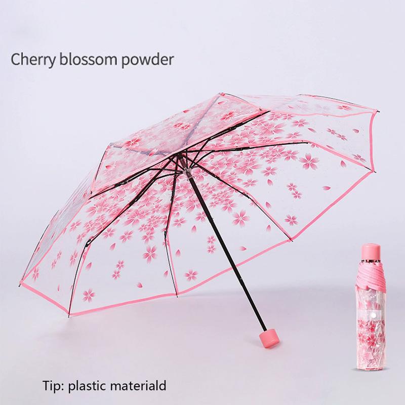 

1 шт. Трехслойный зонт-красавица «Цветущая сакура», прозрачный, дождевик, складной, ручной, ветрозащитный