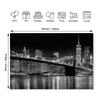 2D plan, 1 New York City skyline and Brooklyn Bridge wall sticker - Black and white New York night scene background