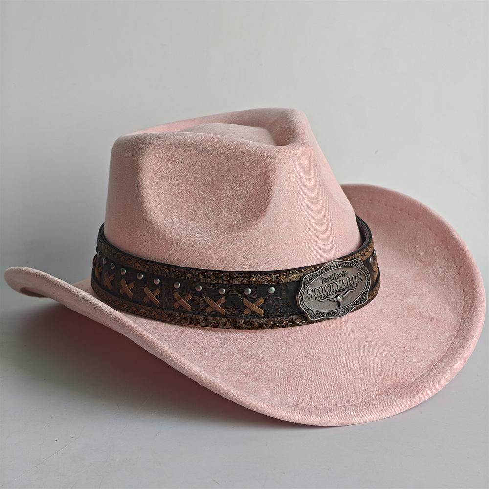 New Western Cowboy Hat For Women Men With Shapeable 7.5Cm Wide Brim Western Suede Hat For Cowboys And Cowgirls Sombrero Vaquero