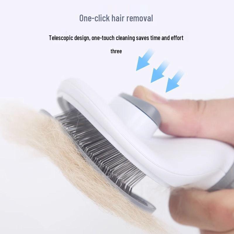 Pet Massage Comb - One-Click Hair Removal for Cats & Dogs, Knot Opener, Removes Loose Hair, Ideal for Long-Haired Pets