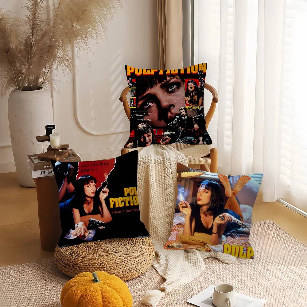 Movie Pulp Fiction Pillow Covers Cartoon Sofa Decorative Home Double-Sided Printing Short Plush Cute Cushion Cover