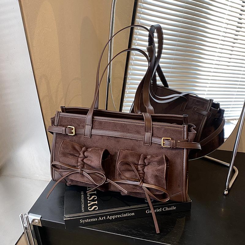 

Вместительная ретро повседневная сумка-тоут женская новая осенне-зимняя высококлассная сумка через плечо универсальная сумка для поездок