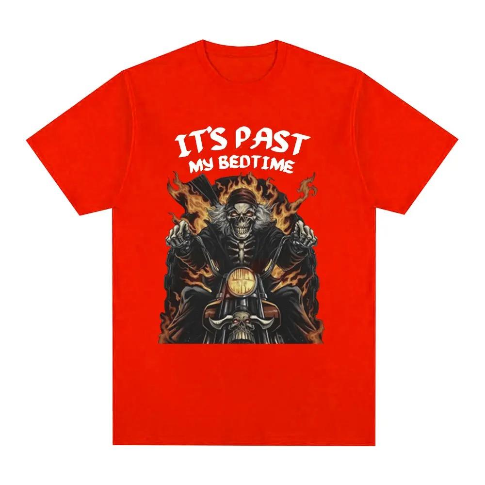 2024 Funny It's Past My Bedtime Skeleton Meme T-shirt Men Cotton Short Sleeve T Shirt Fashion Casual Vintage Oversized T-shirts