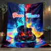 1PC Custom Name "Flame Guitar Artwork" outdooor Flannel blankets Patterns Throw Blanket All-Season Soft Gift for Couch, Bed, Camping gifts