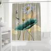 Vibrant Lotus & Nature Digital Print Shower Curtain - Polyester Bathroom Decor, Machine Washable Artistic Design for All Seasons