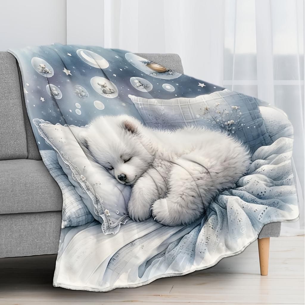 [Magic Throw Blanket] Cozy Polar Bear Print Throw Blanket - Multi-Use Magic, Soft, Warm & All-Season Comfort for Bedroom, Sofa,