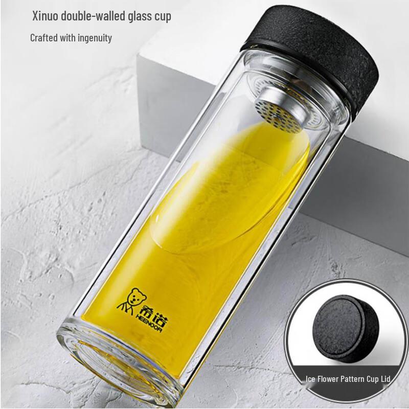 HEENOOR Double Wall Glass Mug with Tea Infuser