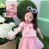2024 Fashionable Baby Girl Square Neck Summer T-shirt - Short Sleeve Toddler Top