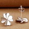 Women Cute Flower Earrings Faux Silver Ear Studs Wedding Jewelry