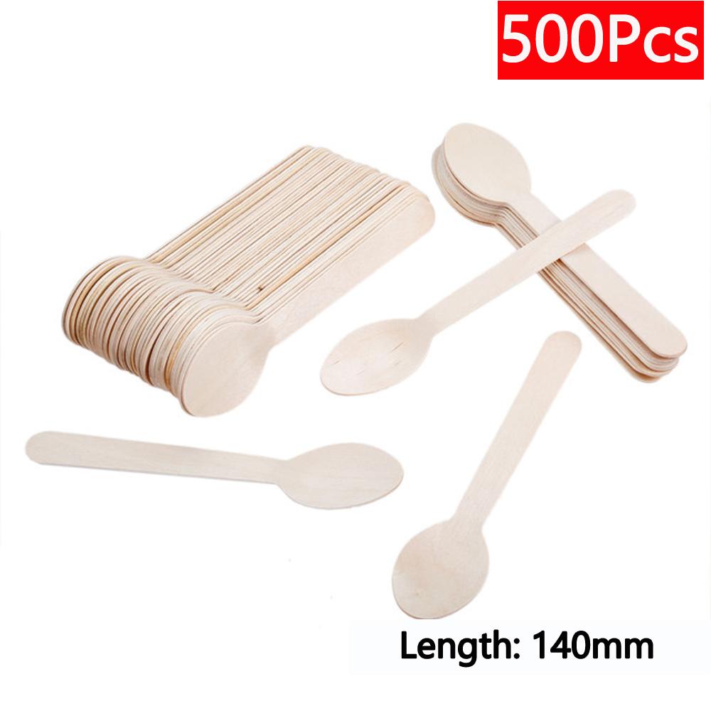 10/150/500 szt. Jednorazowe drewniane sztućce widelce/łyżki/noże nóż artykuły imprezowe przybory kuchenne deser zastawa stołowa opakowanie 16 cm