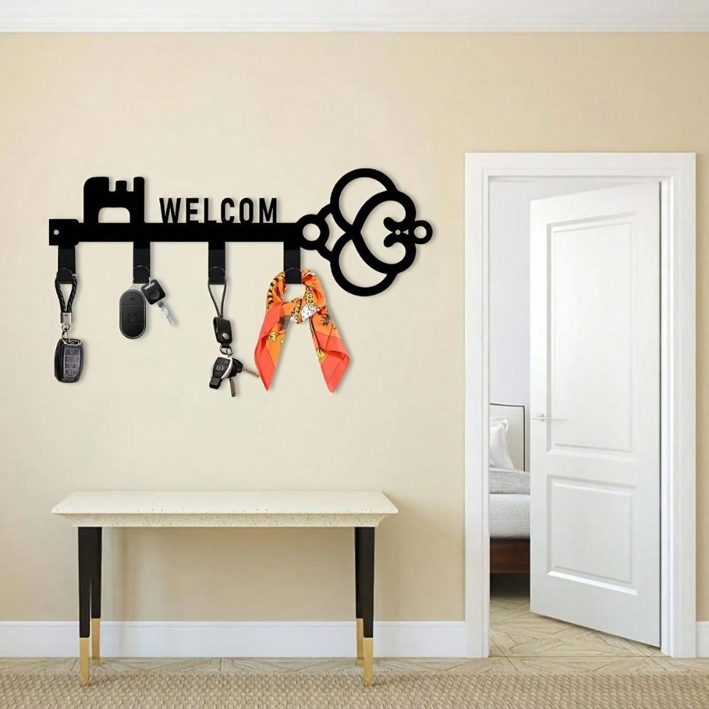 Bohemian Metal Key Holder Wall Decor with Multiple Hooks Durable Art for Home Office Porch Terrace